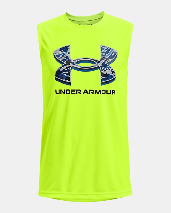 Boys' UA Tech™ Graphic Muscle Tank, Yellow, pdpMainDesktop image number 0